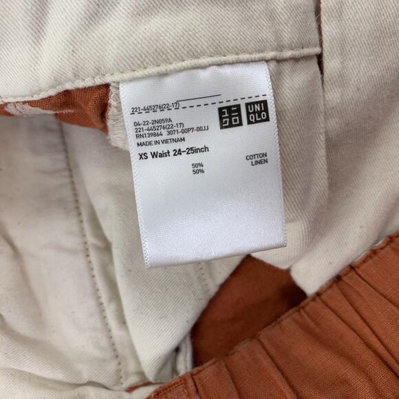 Uniqlo Women Extra Small Pants Linen Blend 26" Inseam Tapered 14-0 - Picture 4 of 8